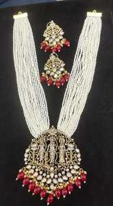 สร้อยคอทองเหลืองทำมือหลายชั้นประดับมุกสีขาวและหิน สำหรับงานแต่งงาน งานหมั้น งานครบรอบ งานปาร์ตี้ ไอเดียของขวัญสุดพิเศษ - Product Image 2