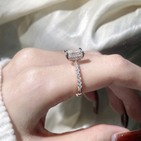 Bague de Fiançailles Tianyu Moissanite Taille Radiant Certifiée GRA 2ct 3ct Moissanite Plaqué Or Argent 925 pour Femme