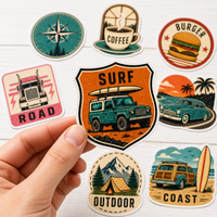 Autocollant vintage personnalisé pour l'extérieur, badge rétro, autocollant en vinyle découpé, imperméable, auto-adhésif pour bouteille d'eau, boîte de camping