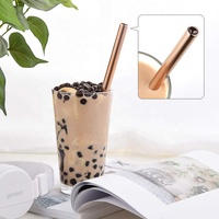 Pailles à Thé en Acier Inoxydable Boba Smoothie Paille Métallique 10mm 12mm Avec Brosse