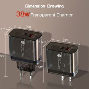 New Transparent <b>case</b> Mini 38w <b>Charger</b> Suitable for Mobile <b>Phone</b> Charging Head EU/US Standard QC3.0 Fast Charging Adapter - Product Image 4