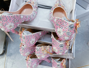 Nouvelles sandales à talons hauts ornées de strass, élégantes et luxueuses, pour mariage, banquet, soirée, robes de femmes, chaussures à talons aiguilles pointus - Product Image 3