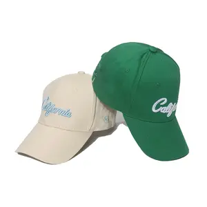 优质促销定制标志加州运动帽6面板定制刺绣平纹帽