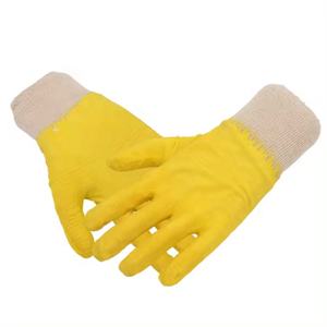 SunnyHope Guantes de Trabajo sin Polvo de Látex, Guantes de Trabajo de Construcción de Seguridad, Costura, Guantes Arrugados de Látex de Nitrilo Amarillo - Product Image 4