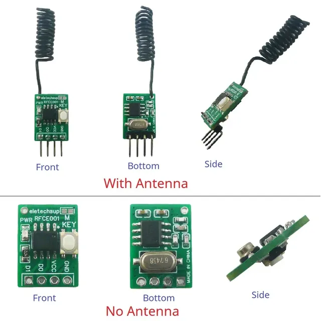 RFCE001 Mini 2CH 433M UHF Wireless Receiver PT2262/2264/EV1527 Decoder ASK/OOK Learning Fixed Code Module Smart Home Automation