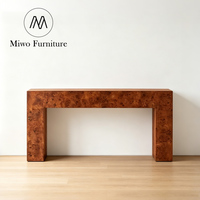 Table d'entrée contemporaine en bois massif brun, design moderne de haute qualité pour salon, villa, couloir ou porche