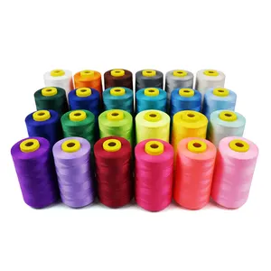 polyester spun yarn dyeing 40/2 spun polyester sewing thread 3000y