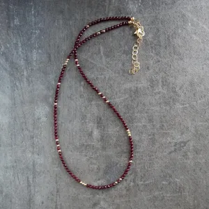 Zooying July Birthstone Jewelry Ruby Beaded Gemstone Choker Necklace In Gold & Silver