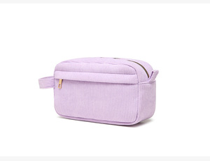 Bolsa de Cosméticos de Pana con Logotipo Personalizado, Gran Capacidad, Asa Suave, Moderna, para Viajes, Organizador de Maquillaje - Product Image 3