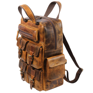 Sac à dos en cuir véritable pour hommes, élégant, durable, pour les voyages, le travail, l'école, de qualité supérieure, en cuir souple avec plusieurs compartiments - Product Image 4