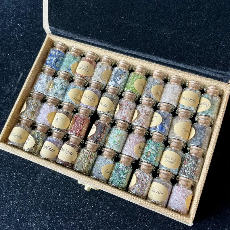하이 퀄리티 천연 다른 재료 크리스탈 깔린 돌 자수정 표류 병 소원 병 선물 상자