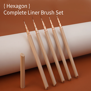 Ensemble de pinceaux hexagonaux anti-roulement pour nail art, légers, en nylon souple, à poils flexibles, pour gel et vernis, outil de manucure pour salons de beauté - Product Image 4
