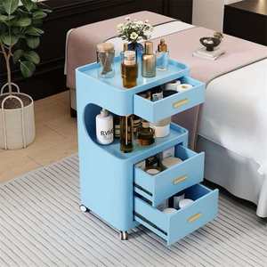 High Quality <b>Foldable</b> Modern 4-Wheel Beauty Makeup Hairdressing Storage Wood Tool Salon Trolley - Product Image 4