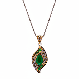 Unique <b>Emerald</b> CZ Authentic Handmade <b>Pendant</b> NecklaceTurkish Handmade 925 Sterling Silver Jewellery - Product Image 2