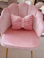 Chaise de maquillage rose design pétale à usage domestique dossier de luxe table de toilette Nail Art tabouret chaise de salon en métal