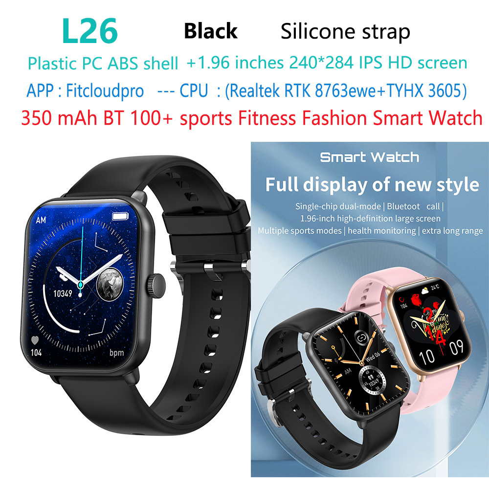 Orologio intelligente sportivo nero L26-bt-chiamata-telefono-fashion