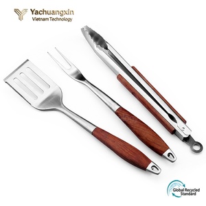 Barbecue <b>Tool</b> Set Stainless Steel Barbecue <b>Tool</b> <b>BBQ</b> Outdoor Multi Combination Three piece Wooden Handle - Product Image 2