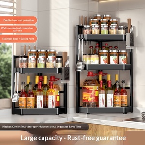 Estante Metálico Triangular de Doble Nivel para Especias, Tipo Soporte de Cocina, Sin Perforaciones - Product Image 5