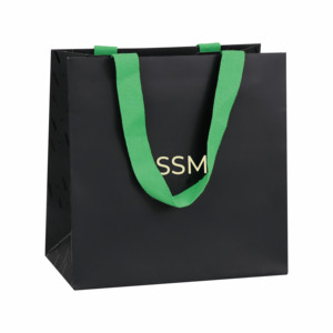 Bolsa de Regalo de Joyería de Lujo Ecológica con Certificación FSC, Personalizable con Marca, Bolsa de Compras de Papel <span class=keywords><strong>Azul</strong></span> <span class=keywords><strong>Marino</strong></span> Reciclado con Cinta y Lámina Dorada - Product Image 1