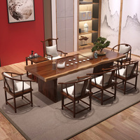 Massivholz-Esstisch & Teetisch-Set im Zen-inspirierten chinesischen Stil, Couchtisch und Stühle im italienischen Minimalismus-Design für Zuhause und Büro