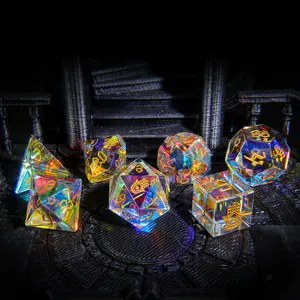 Personalizado Handmade Vidro DND Dice Set Personalizado Poliedro Jogo Dice Personalizado Lazer E Entretenimento Suprimentos RPG Dice