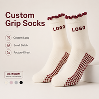 Chaussettes de compression tricotées sans couture personnalisées pour le corps, la cheville, le Pilates, le yoga, le trampoline, la barre, antidérapantes, à volants, pour l'automne et le quotidien