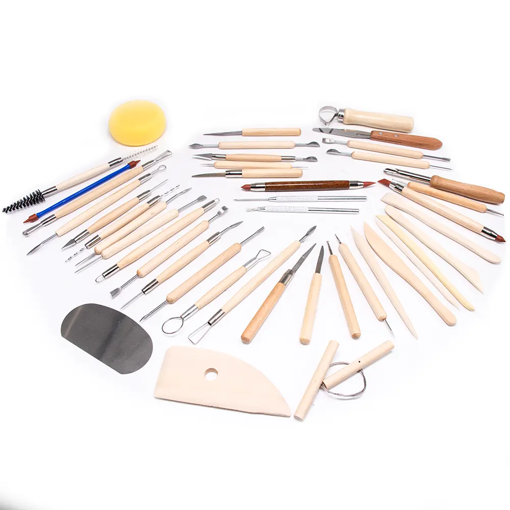 Горячая Распродажа 45 шт деревянной ручкой глиняных скульптур, инструменты DIY Набор инструментов моделирования в сумку для хранения