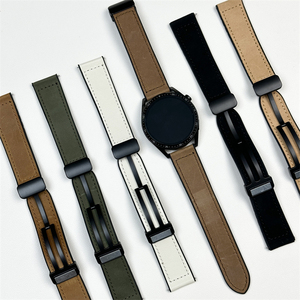Correa de reloj con cierre magnético de 20mm y 22mm, correa de cuero y silicona para <span class=keywords><strong>Samsung</strong></span> Galaxy <span class=keywords><strong>Watch</strong></span>, correa para Huawei <span class=keywords><strong>Watch</strong></span> y Garmin - Product Image 4