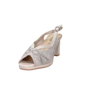 Sandalo con Tacco Cinzia Soft da Donna CI1041 in Camoscio Grigio con Dettagli in Strass - Product Image 1