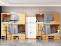 Lits superposés pleine grandeur en bois massif au design moderne pour usage scolaire, commercial, dortoir, appartement, hôtel, espace e-sport inspiré de la capsule spatiale JX