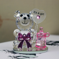 Nouvelles figurines d'ours en cristal, souvenirs de baptême, fête prénatale avec sucette