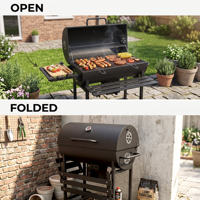 Barbecue portable populaire de petite taille pour l'extérieur, avec chariot, gril à charbon de bois, pour les fêtes dans la cour, avec table latérale pliable