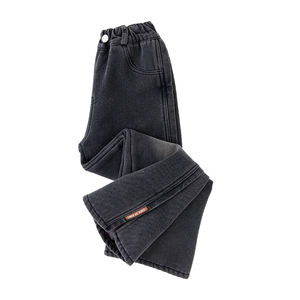 YYO Jeans baggy pour filles, pantalon en denim à jambe large et taille élastique, vêtements confortables pour enfants de 4 à 16 ans, vente en gros, personnalisé, automne-hiver - Product Image 2