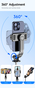 Mini palo selfie telescópico plegable de aluminio con adaptador de montaje de trípode de control remoto y abrazadera de teléfono - Product Image 2