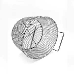 Basket Steamer Stainless Steel Mesh Basket Round Metal Wire Mesh Basket With Handle