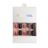 Faux ongles à presser en acrylique brillant à couverture complète, style French Manucure moyenne, avec motifs papillon et étoile, écologiques, pour femmes et jeunes filles