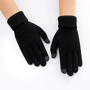 Gants d'hiver en acrylique coupe-vent à écran tactile en tricot jacquard unisexe de haute qualité, chauds et décontractés pour le cyclisme en plein air - Product Image 2