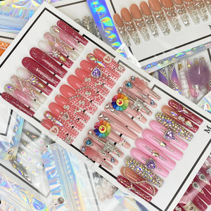 Nuevo Juego de <span class=keywords><strong>Uñas</strong></span> Acrílicas de Cobertura Completa Extra Largas Hechas a Mano, Súper Lujosas, Brillantes y Completamente <span class=keywords><strong>Decoradas</strong></span>, 10 <span class=keywords><strong>Uñas</strong></span> Artificiales - Product Image 5