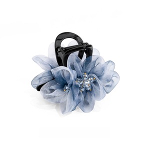 Pinza de Pelo con Flor de Cristal Degradado Azul Estilo Real Parisino para Cabello Fino - Pinza de Tiburón Hecha a Mano Estilo Dulce - Product Image 3