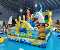 Le plus récent château plein d'entrain gonflable de bâche de PVC de videur de pirate unisexe combiné avec l'expédition de mer de glissière et d'escalade de mer