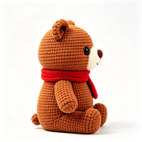 Adorable ours en peluche tricoté avec écharpe, personnalisable, jouet en peluche doux, vente en gros, jouet en peluche personnalisé pour cadeau
