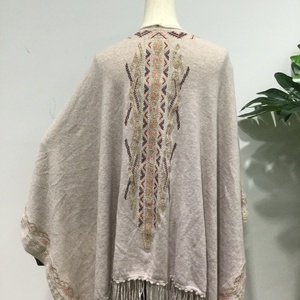 ST019S009 Fashion Boho Popular Knitted Embroidery Women's Sweater <b>Poncho</b> With Tassel - Product Image 5