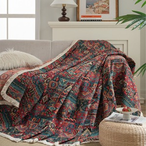 Jeté de canapé en jacquard résistant aux griffes des chats, jacquard fleurs d'<span class=keywords><strong>iris</strong></span>, couverture de canapé épaisse vintage festive - Product Image 3