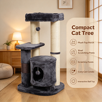 Tour d'activités pour chat d'intérieur avec plateforme en peluche douce, griffoir en sisal, cachette pour chat et jouet interactif à boule suspendue pour chatons