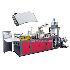 Courier bag making machine with break hot melt glue dispense and PET release film unwinding unit