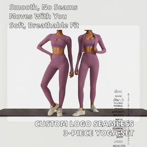 Nouveauté : Ensemble de sport 3 pièces sans couture pour femme, short de yoga extensible dans les quatre sens, idéal pour la gym - Product Image 2