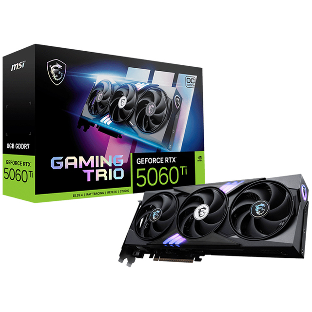 MSI Gaming GeForce RTX 5060 Ti 8GB GDDR7 PCI Express 5.0 X 16 (use X8) Graphics Card RTX 5060 Ti 8GB GAMING TRIO OC