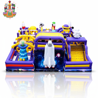 Parc gonflable commercial sur le thème de l'espace, grand château gonflable avec toboggan, château gonflable géant en PVC, trampoline gonflable pour enfants