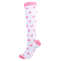 Chaussettes de compression personnalisées à ruban rose pour la sensibilisation au cancer du sein, unisexe, antidérapantes, hauteur genou, été