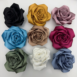 Hot Sale Oversized Rose Bloemen Broche Haarspeld Pure Kleur Zijde Grote Bloemvormige Corsage Haargrepen Voor Bruiloftsfeest Vrouw Custom - Product Image 6